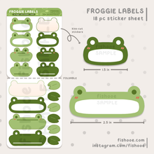 Load image into Gallery viewer, Froggie Labels Kiss Cut Sticker Sheet