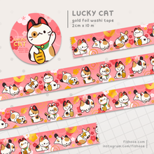 Load image into Gallery viewer, Lucky Cat Gold Foil Washi Tape