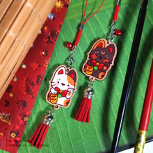 Load image into Gallery viewer, Lucky Cat Wood Charms