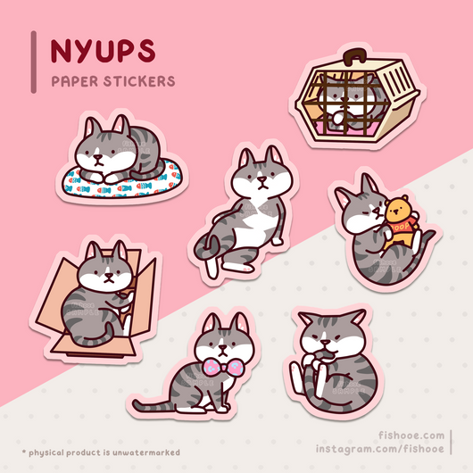 Nyups Grey Tabby Sticker Set [7pc]