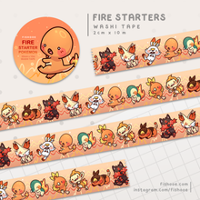 Load image into Gallery viewer, PKMN Fire Starters Washi Tape