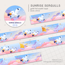 Load image into Gallery viewer, Sunrise Seagulls Gold Foil Washi Tape