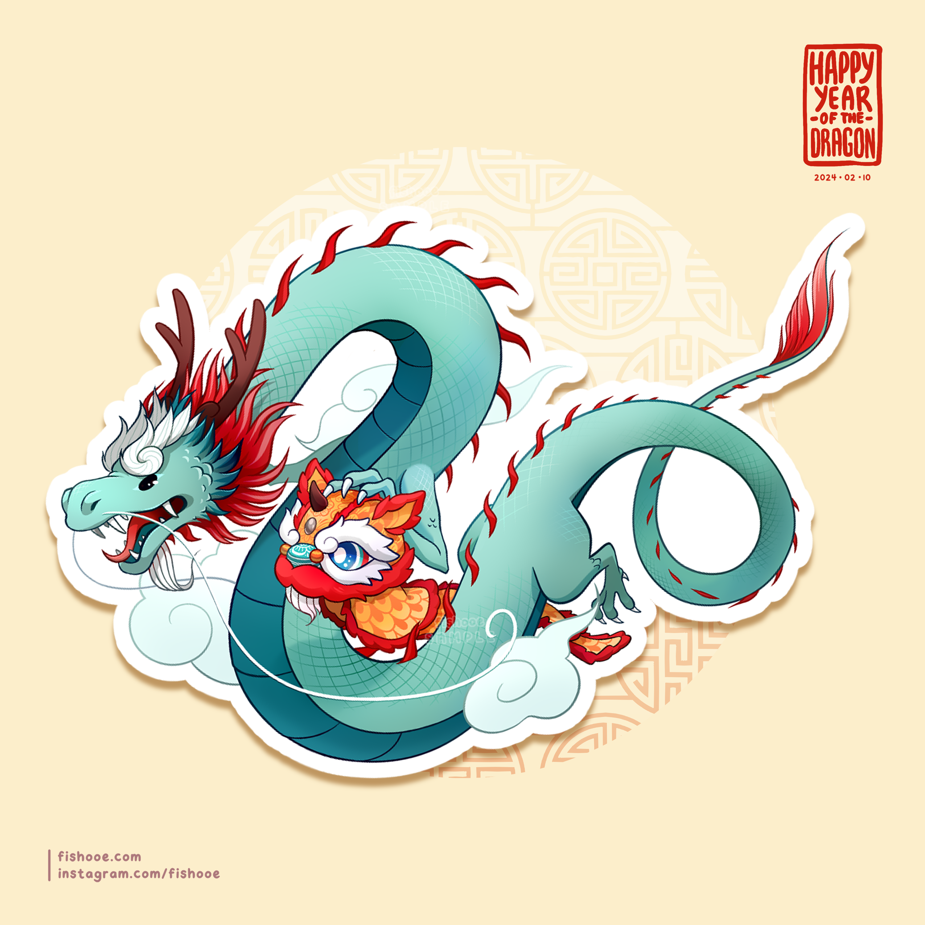 Dragon Lion Dance Vinyl Stickers [3in] - Fishooe – fishooe