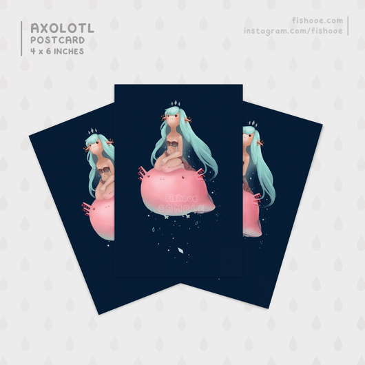 Axolotl Princess Postcard
