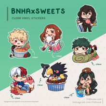 Load image into Gallery viewer, BNHA x Sweets Clear Vinyl Stickers [2 in]
