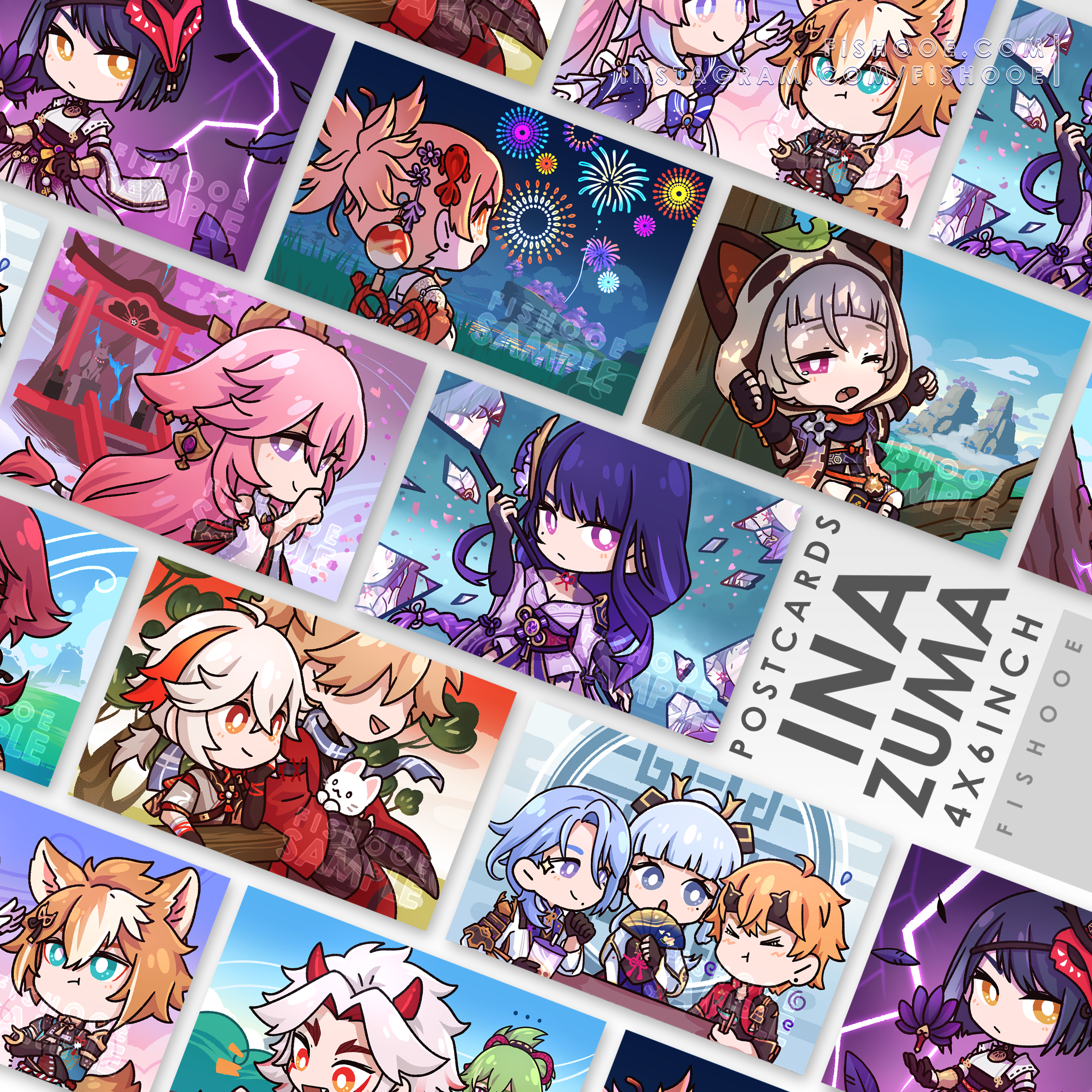 Genshin Impact Inazuma Postcards | Fishooe – fishooe