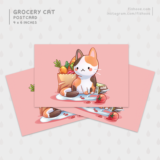Grocery Cat Postcard