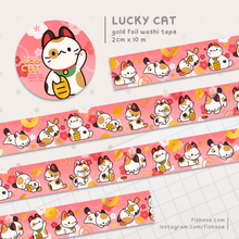 Load image into Gallery viewer, Lucky Cat Gold Foil Washi Tape
