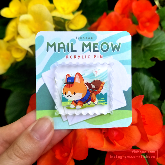 Mail Meow Acrylic Pin
