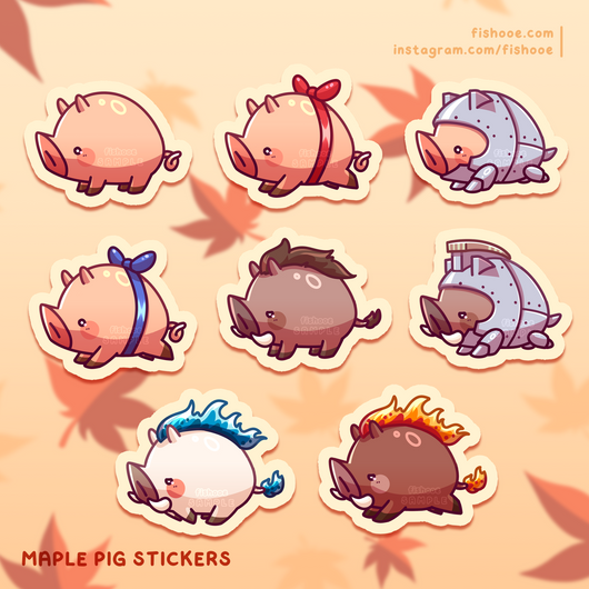 Maple Pig Sticker Set [8pc]