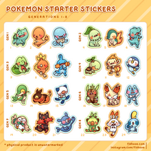Load image into Gallery viewer, Pokemon Starter Stickers GEN 1-8
