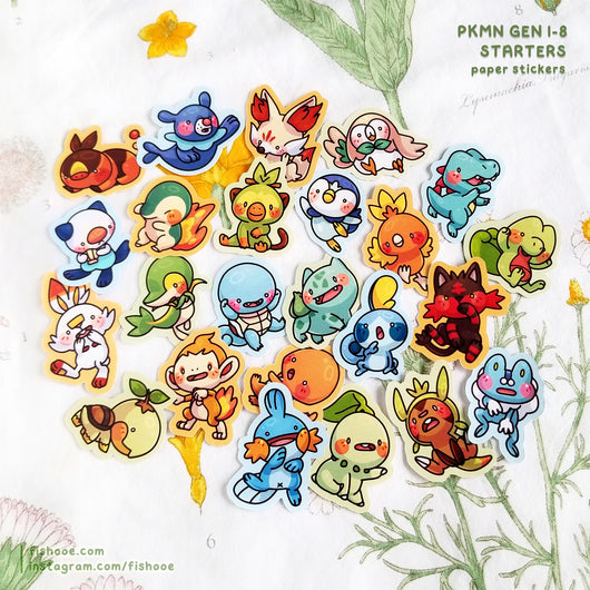 Pokemon Starter Stickers GEN 1-8