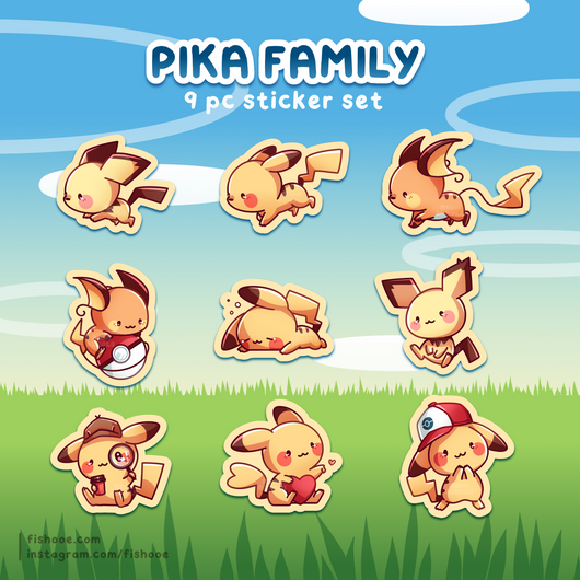 Pikachu and Family Sticker Set [9pc]