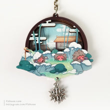 Load image into Gallery viewer, Snowy Onsen Layered Wood Charm
