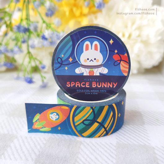 Space Bunny Gold Foil Washi Tape