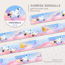 Load image into Gallery viewer, Sunrise Seagulls Gold Foil Washi Tape
