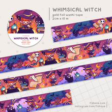 Load image into Gallery viewer, Whimsical Witch Gold Foil Washi Tape

